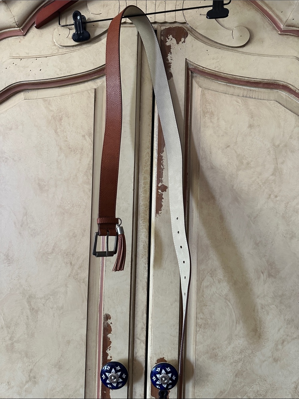 Textured Faux Leather Brown Belt